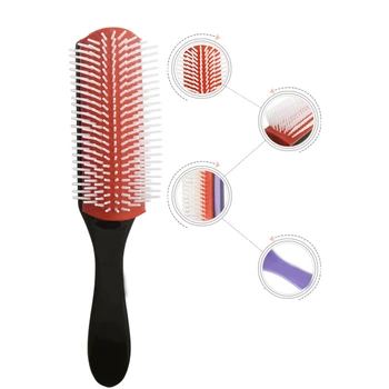 Pieptene 9 Rând D41 Femei Styling Părul Mare Perie pentru descurcarea părului Volum-Anti-Static Tampon de Cauciuc - cu Peri de Nailon