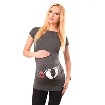 Noua Maternitate cu Maneci Scurte T-shirt Îmbrăcăminte Desene animate Amprenta Gravide, care Alăptează Haine de Bumbac timpul Sarcinii Femeile Topuri de Vara