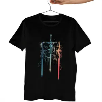 Sabie de Arta On-line, T Shirt Sword Art Duo T-Shirt Plus dimensiune Mâneci Scurte Tricou Masculin 100 Bumbac imprimat Tricou