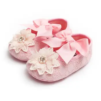 2 BUC Copil Copii Copii Fete Băieți Bowknot Pantofi +Bandă de Dantelă Florale Moale Pantofi de Primăvară Prima Pietoni 0-18M