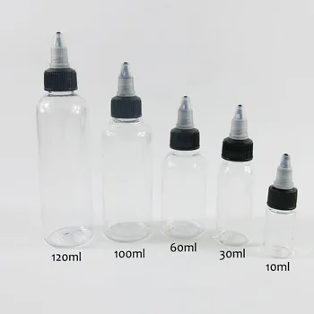 30 x 10ml 30ml 60ml 100ml 120ml vânzare Fierbinte Plastic PET Oftalmic sticla Lampblack sticla cu Capac Ascuțit Capac pentru Recipient de cerneală