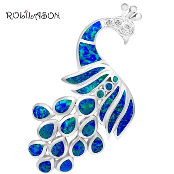 Păun uimitoare stil mare forma Royal design de Lux, Albastru, Opal Silver Ștampilată Colier cu Pandantive bijuterii de Moda OP380