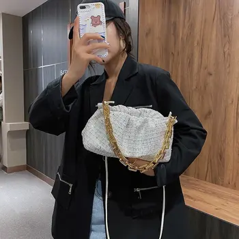 Sequin Cutat Nor sac 2021 Moda Noua Calitate de Lână Femei Geantă de mână de Designer Lanț Gros Axila geantă de Umăr, Sac de Mesager