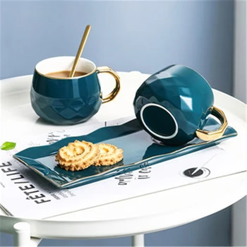 Nordic Creative Cana Ceramica de Cafea Ceașcă Mică Europene-stil Lux Cesti cu Ceai de după-Amiază Gustare Dribling Set de Lingura de