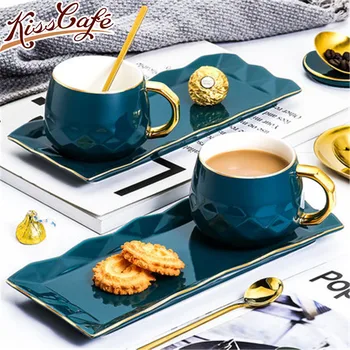 Nordic Creative Cana Ceramica de Cafea Ceașcă Mică Europene-stil Lux Cesti cu Ceai de după-Amiază Gustare Dribling Set de Lingura de