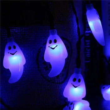 6M 30Led Drăguț Halloween Șir Led Lumina Craniu Fantomă Decorative Lumini Zână Ghirlandă cu LED-uri în aer liber, Decor Interior Baterie
