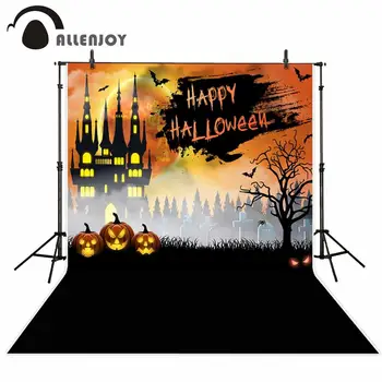 Allenjoy Halloween Fericit De Fundal De Noapte Castelul Dovleci Mormânt De Groază Părțile De Perete Decor Fundal Festivalul De Bal Banner Consumabile
