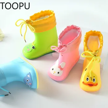 Clasic Pantofi pentru Copii din PVC Cauciuc Copii de Desene animate Pantofi Pantofi de Apă Impermeabil Cizme de Ploaie Fată Copilul Rainboots