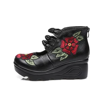 Xiuteng 2020 Femei Flori andalilor Pantofi Panta Casual din Piele Pantofi de Moda Brodate Doamnelor de Epocă Impermeabil Pantofi Platforma