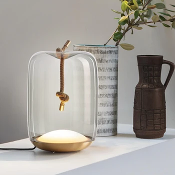 Nordic Brokis Nod de Frânghie de Cânepă lampă de masă Creative Mingea clasic lampa Decorativa Designer Lampă de Masă Dormitor Suport lampă de masă
