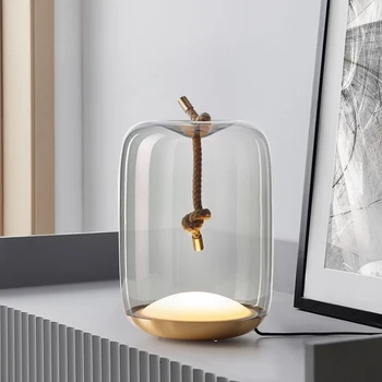 Nordic Brokis Nod de Frânghie de Cânepă lampă de masă Creative Mingea clasic lampa Decorativa Designer Lampă de Masă Dormitor Suport lampă de masă