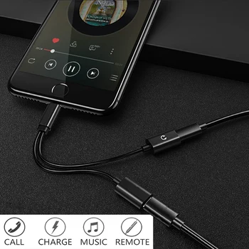 Dublu jack Adaptor Pentru iPhone lightning 7 8 X XS XR Incarcator de telefon sau de Muzică și căști de 3,5 mm aux audio Converter Suport iOS12