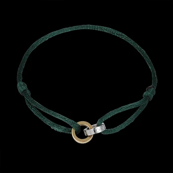 Lanruisha Simplu din oțel inoxidabil două cerc traversat Brățară împletită cu diferite culori coarda stil de mână bijuterii unisex