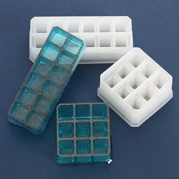 Ruj Cutie de Depozitare DIY de Mână Făcut de Cristal Breloc Mucegai Silicon pentru Rășină Epoxidică Rășină Mucegai Pigment de Depozitare Sticla Rasina UV Mucegai