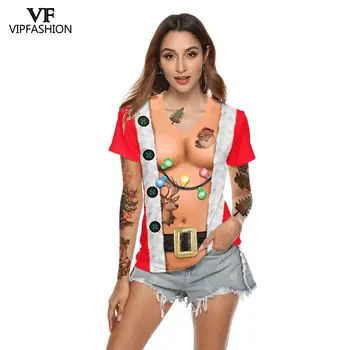 VIP MODA Amuzant de Crăciun Print t Camasa de Crăciun tricouri Femei Moda cu Maneci Scurte Casual 3d Partid Vesel Tricou Streetwear