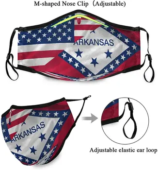 Arkansas Drapelul de Stat Masca de Fata Lavabil Anti Masca de Praf cu 4BUC 5Layers Filtre pentru Biciclete, Ciclism,Sport, curse de Motociclete Alb