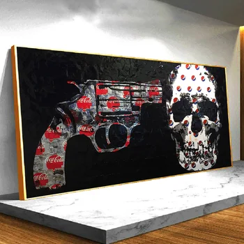 Arma Impotriva Craniului Cola Logo-ul Pasteup Imagine Poster și Printuri Abstracte Canvas Wall Art Pictura Decorativa Pentru Ambarcațiunile de Cadou