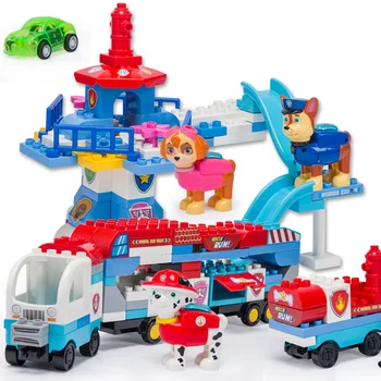 Paw patrol puzzle Desene animate bloc de autobuz turnul de veghe particule mari asamblate câine de patrulare echipă de învățământ Crăciun jucărie
