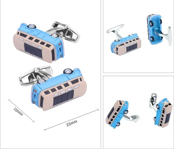 Noi 3D Blue Bus Model de Butoni pentru Barbati Tricou Brand butonul de Înaltă Calitate, Noutate Email Butoni Vintage Moda Bijuterii