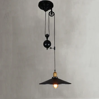 Loft de ridicare candelabru fier de epocă Retro Pandantiv Lămpi de iluminat interior Pentru restaurant cușcă lampa far