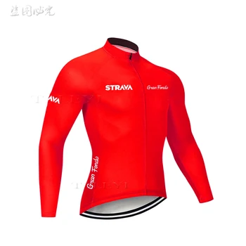 2019 STRAVA Pro Maneca Lunga de sus Jersey Ciclism MTB Bicicleta Îmbrăcăminte Purta Toamna Biciclete Haine bărbați Haine de Ciclism