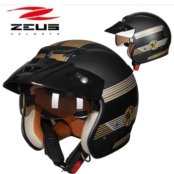 2019 Iarna Noi ZEUS Siguranță de protecție de Jumatate Fata de Casca Motocicleta ZS-381c ABS Prințul Retro de Motociclete Căști de protecție Built-in lentilă
