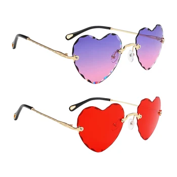 2 Culori fără ramă în formă de Inimă ochelari de Soare Protectie UV fără rame, Ochelari de Soare