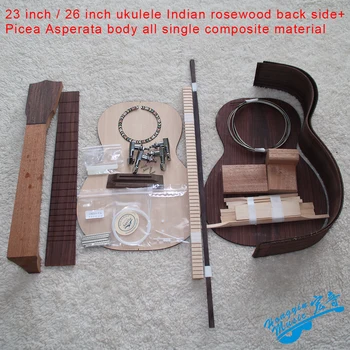 23inch/26inch DIY Ukelele Kit Ukulele lemn de Trandafir Partea din Spate Picea Asperata Corpul Rosewood Fingerboard Set Singură Combinație