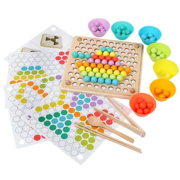 Copii De Învățare Timpurie, De Învățământ Montessori Culoare Sortare Jucarii Din Lemn Mâinile De Formare Creier Clip Margele Matematica Joc Jucărie Pentru Copii
