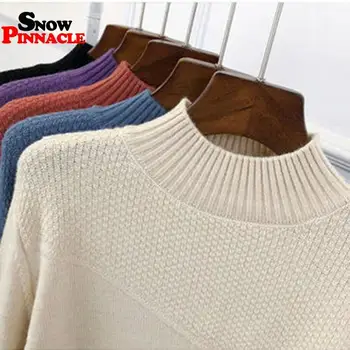 Femei pulover 2020 Nouă jumătate guler cu maneci tricotate mai multe culori pulovere pulover pentru iarna elegant liber feminin strat