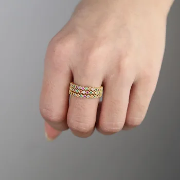 Minim, minimalist, simplu, bijuterii en-gros curcubeu cubic zirconia plin cz de logodna inel de trupa de Aur