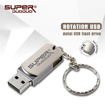 Metal 2.0 USB Flash Disk Rotație Pen Drive 4GB 8GB 16GB 32GB 64GB Capacitate Reală Pendrive USB Memory Stick cu Cheie Lanț