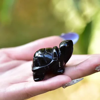 Naturale obsidian piatra de cristal de Vindecare minerale sculptate de mână, Broasca testoasa pentru cadou