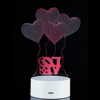 Ziua îndrăgostiților Cadou Sotiei Cadou Decorativ 3D Lampa atinge 7 culori in forma de Inima Balon Acrilice LED Noapte Lumină Lampă Noptieră