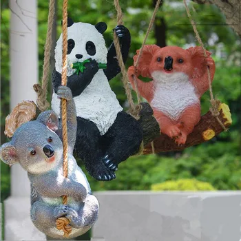 În Aer Liber, Grădinărit Rășină Leagăn Koala, Panda Animal Agățat Ornamente Grădiniță Figurine Meserii Curte Park Villa Decor