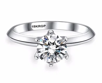 Gratuit Trimis Certificat! Luxury Classic 1 Carat Zirconia Inel cu Diamant Cu 18KRGP Timbru Aur Alb Pt Inele de Nunta Pentru Femei Cadouri