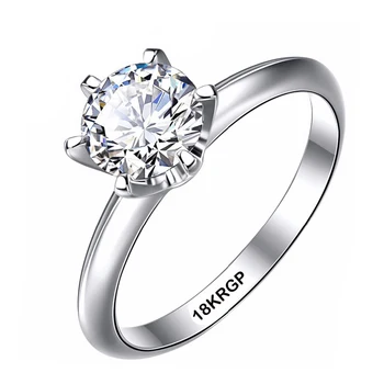 Gratuit Trimis Certificat! Luxury Classic 1 Carat Zirconia Inel cu Diamant Cu 18KRGP Timbru Aur Alb Pt Inele de Nunta Pentru Femei Cadouri