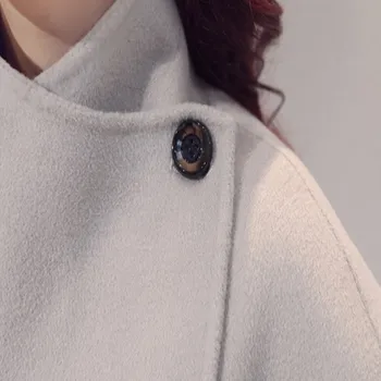 Noua Toamna Iarna Femei Haina Plus Dimensiune Moda Vrac Solid Acoperit Butonul Subțire Lung Amestecuri de Lână Mantou Pentru Femei Îmbrăcăminte exterioară пальто