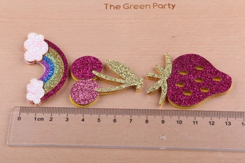 30pcs/lot culoare glitter desene animate Pepene verde, capsuni struguri curcubeu de fructe pere stil Non-țesute simțit diy bijuterii accesorii de par