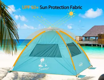 ZOMAKE Pop-Up Plaja Cort De 2-3 Persoane,Portabil Soare Adăposturi de Umbră Instant Cort în aer liber Cabana cu UPF 50+ UV pentru Copil,Familie