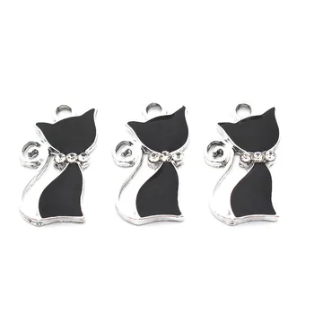 Fierbinte de vânzare 20buc/lot Metal Cristal de Argint pisica neagra incuietoare homar Legăna Farmecele se Potrivesc DIY Colier Brățară Bijuterii