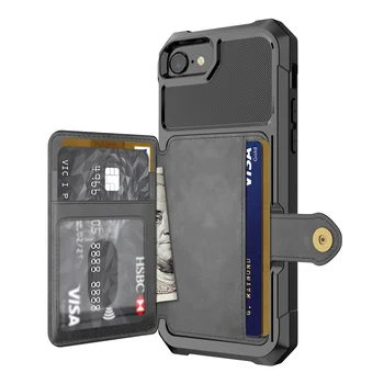 Titularul Cardului de Credit de Caz pentru Iphone 8 7 6 6s Plus X Xs Max Xr din Piele Portofel Stand Silicon Bara de protecție Capac de Protecție la Șocuri