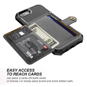 Titularul Cardului de Credit de Caz pentru Iphone 8 7 6 6s Plus X Xs Max Xr din Piele Portofel Stand Silicon Bara de protecție Capac de Protecție la Șocuri