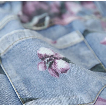 Vintage Capris Blugi Femeie De Vară 2021 Talie Mare Bovina-Lungime Pantaloni Din Denim Cu Print Floral Blugi Capri Pentru Femei Jean Femme
