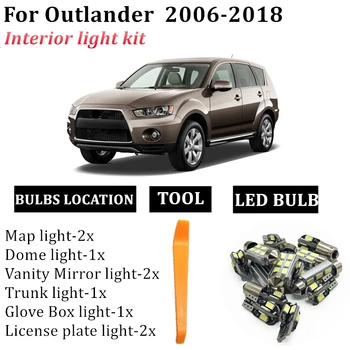 14x Gratuit de Eroare Canbus LED-uri Lumina de Interior Kit pentru 2006-2018 Mitsubishi Outlander accesorii Harta Dom Portbagaj Licență T10 LED-uri Lumina