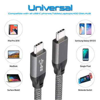 PD 5A 100W Tip C Cablu USB 3.1 Gen 2 10Gbps Încărcare Rapidă USB 3.2 C-C Pentru Thunderbolt 3 20Gbps Macbook HP USB-C Încărcător Cablu