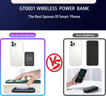 Rapid Aspirație Ultra Slim Mini Portabil Power Bank 5000mah Wireless Qi Banca de Putere pentru telefoane