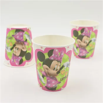 Pentru 20 de Copii Fete Consumabile Partid Ziua de nastere Decor Minnie Mouse Plăci de Hârtie Cupe Capac de Masa Copii Xmas Party Consumabile 41pcs