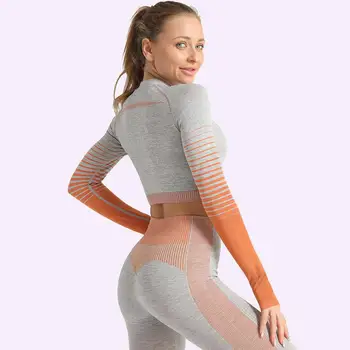 Femei Yoga Crop Top Fără Sudură Jambiere Yoga Set De Antrenament De Yoga Pantaloni Sport Set Pantaloni Talie Mare Sutien Pentru Sport, Îmbrăcăminte De Fitness Tricou