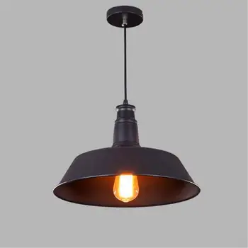 Vintage negru E27 lampă de Pandantiv Edison lumini pandantiv Retro agățat lampe de Fixare Industriale D26cm umbra de metal iluminat lamparas